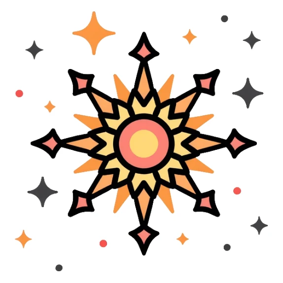 destiny symbol with stars and cosmic elements representing fate sticker