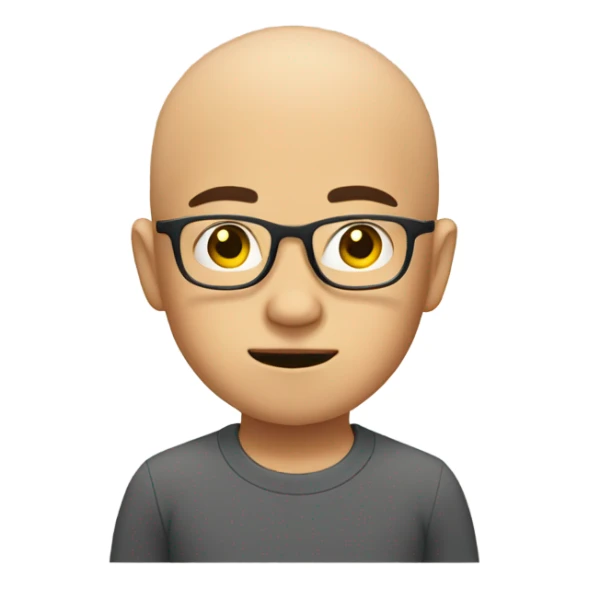  a bald Asian young boy student, in glasses, very confused.  sticker
