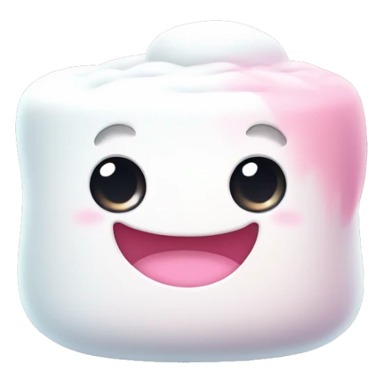 Kawaii  marshmallow with big cute eyes and smile, white and pink colors sticker