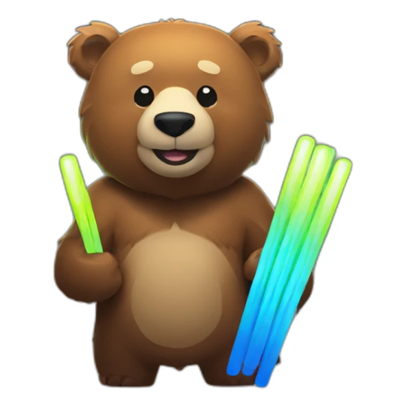 Grizzly with 2 glow sticks in hand sticker