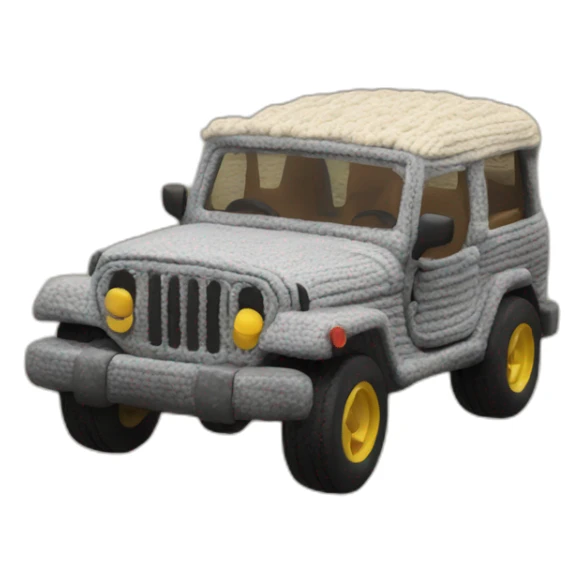 knitted jeep on the seashoer sticker