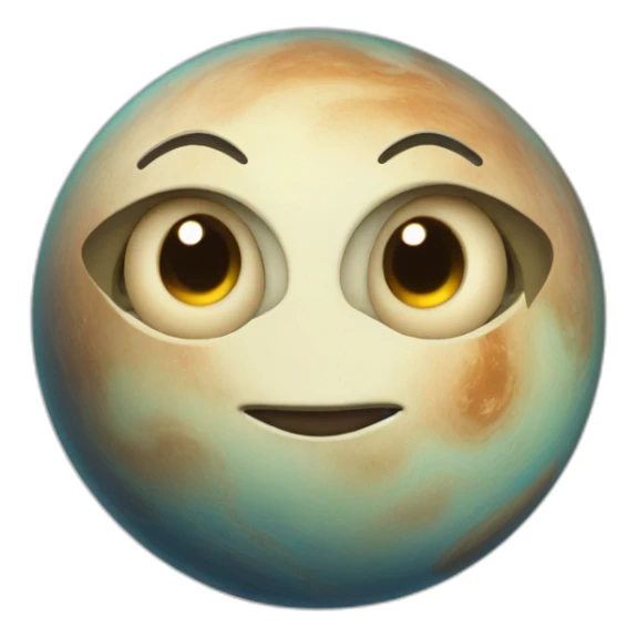 planet Venus with a cartoon young face with big courageous eyes sticker