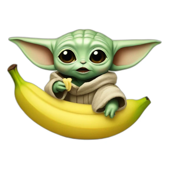 Baby yoda eating banana sticker
