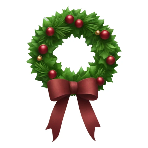Realistic green and burgundy red  christmasy wreath sticker