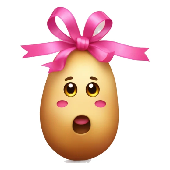 cute potatoes with pink ribbons in iPhone moji sticker