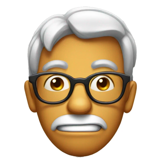 Goofy emoticon wearing glasses raising eyebrow sticker