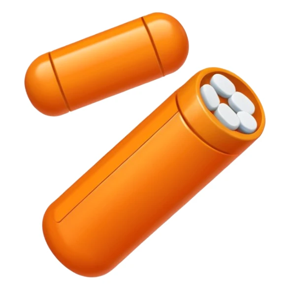 orange cylindrical pieces pill shaped on each end with no lines sticker