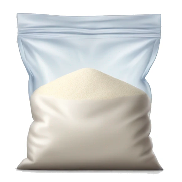 bag of white flour in a clear bag sticker