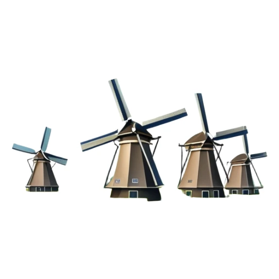 cinematic-realistic-kinderdijk-windmills-landmark-emoji,-showcasing-traditional-dutch-windmills-aligned-along-a-tranquil-canal,-with-lush-green-fields,-soft-ripples-in-the-water. sticker