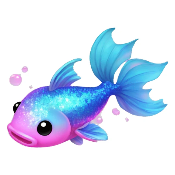 Kawaii neon glitter koi fish emoji    sticker