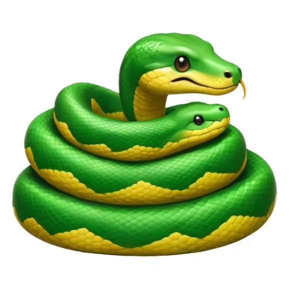 baby anaconda coiled up, simple emoji style sticker