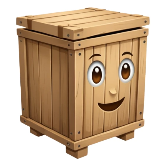 Draw a box made of three non-fruit wooden boards with a front view
 sticker