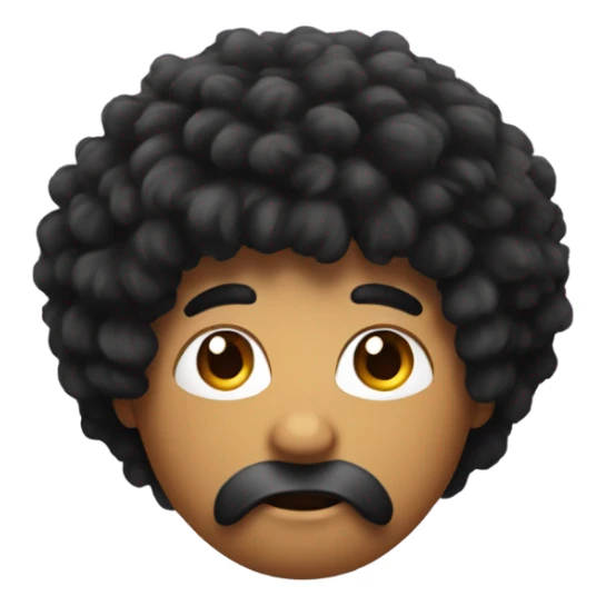 Apple with black fluffy hair sticker