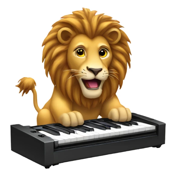 lion playing on a synthesiser  sticker