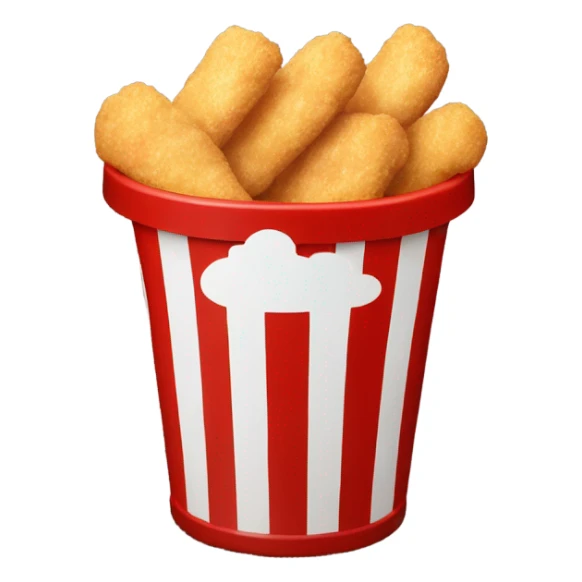 a bucket red and white like popcorn bucket, with chicken nuggets inside sticker