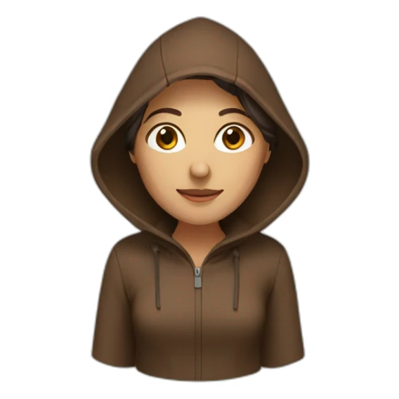 Woman with brown clothes and hood sticker