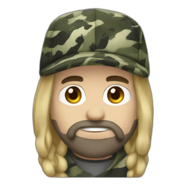 heavy metal fan with camo hat sticker