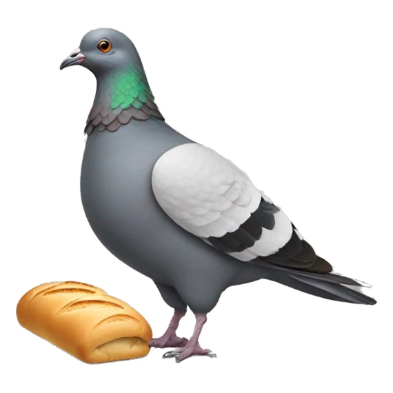 pigeon wearing boots made of bread sticker