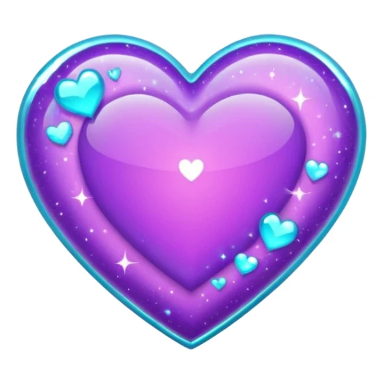 glitter purple and cian heart sticker