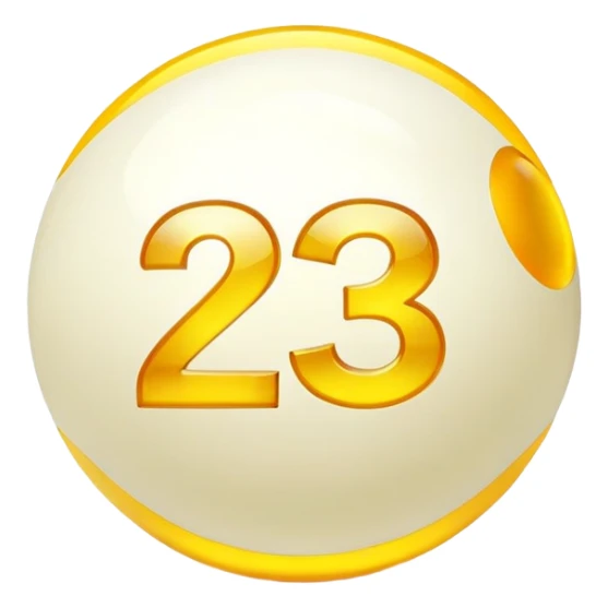 golden billiard ball with the number 23 in a glowing neon style sticker