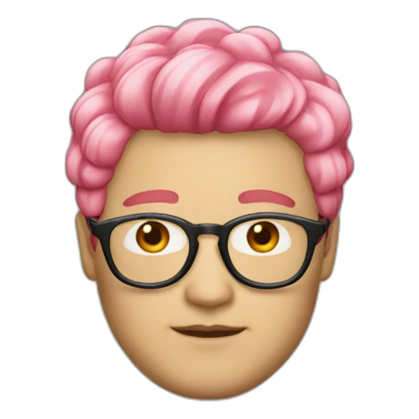 pinkhair-fat-japanese-man-redspectacle sticker