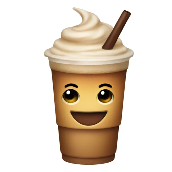 Emoji wearing a hat smiling and holding a iced coffee sticker