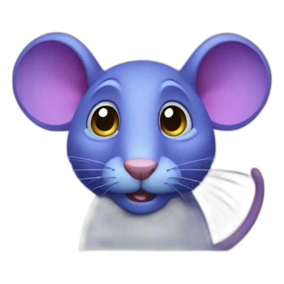 blue/purple rat with a stupid look sticker
