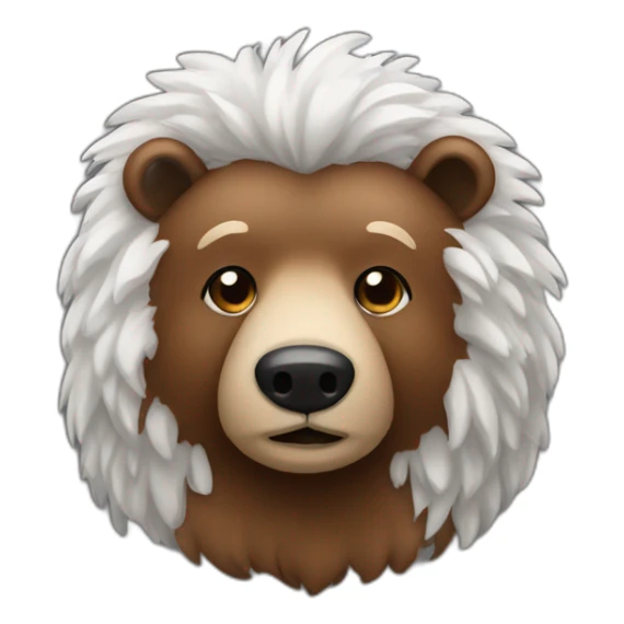 A brown bear with salt and pepper hair sticker