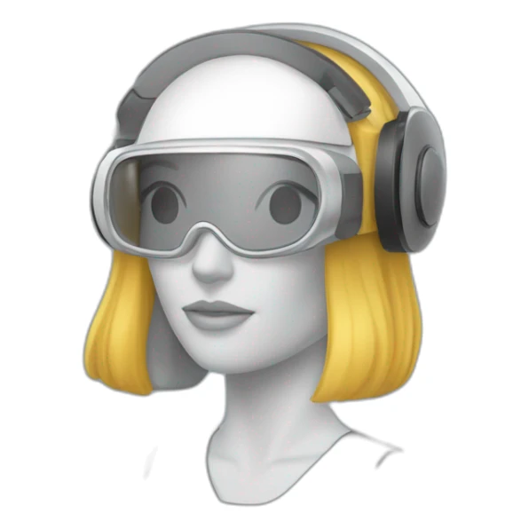 Femme qui un casque de réalité virtuelle avec et arme sticker