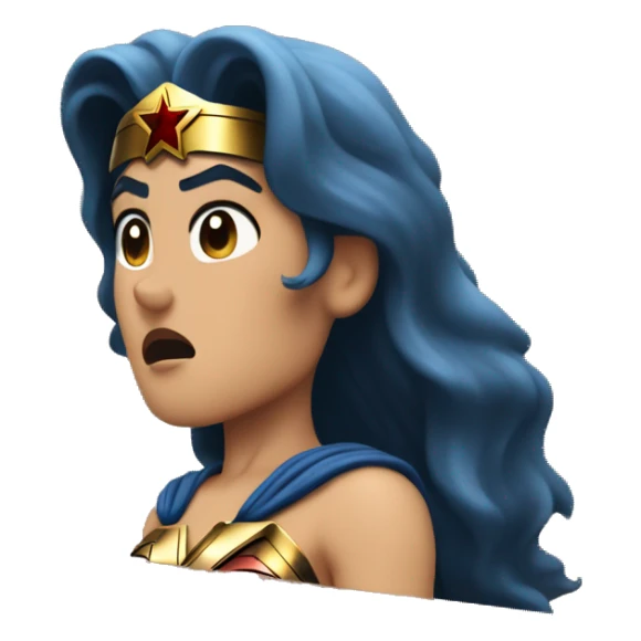 Gal godot wonder woman behind a podium giving a sad speech sticker
