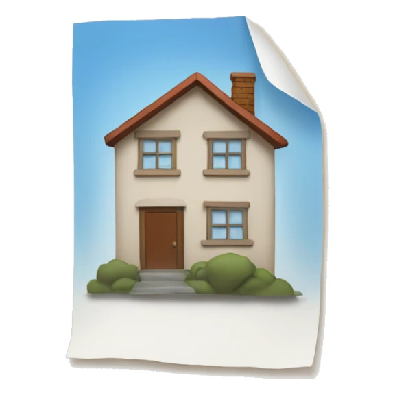 house and a stack of paper or a single document with a visible home symbol on it.  sticker