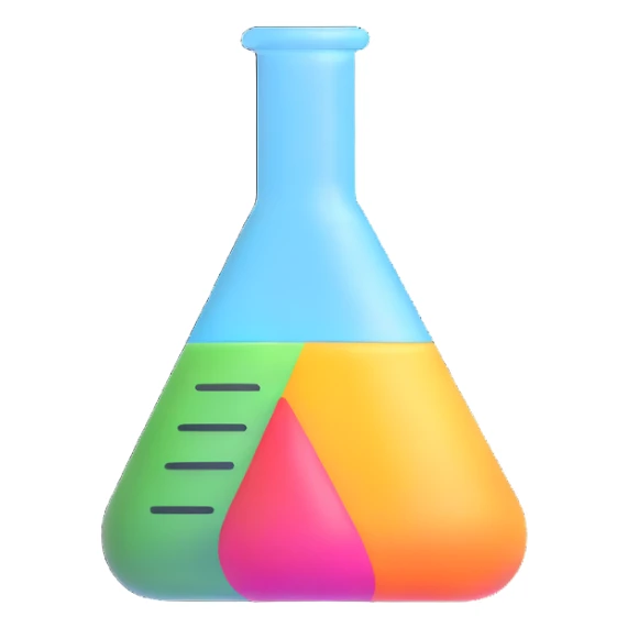 laboratory flask with colorful chemicals sticker