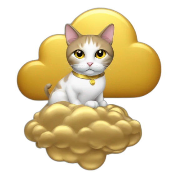 cat secretary sitting on top of the gold cloud sticker