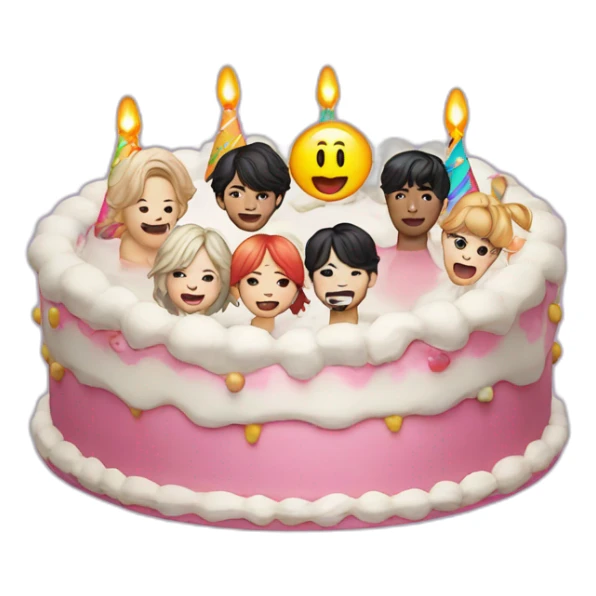 A birthday cake and the k-pop group BTS sticker