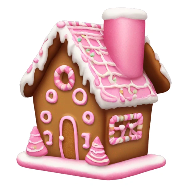 Pink Christmas gingerbread house with cookie bow sticker