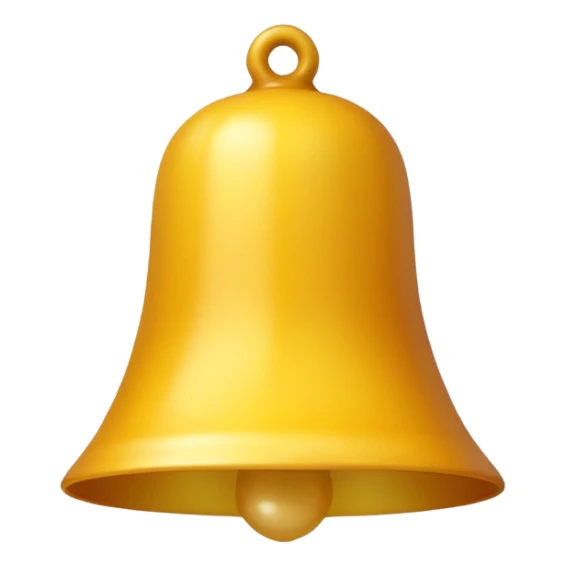Generate a high-quality image of a generic yellow bell, classic shape, realistic color and shading, smooth gradient colors, no facial features, no brand markings, simple white background, high-resolution.

 sticker