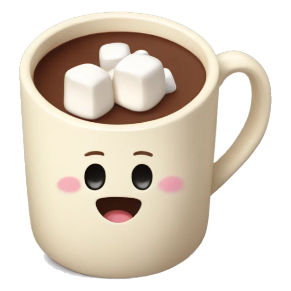 hot chocolate in a cream colored mug with marshmallows  sticker