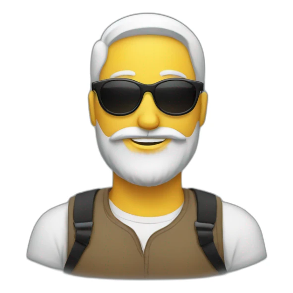 Round Emoji with Black sunglasses and beard sticker