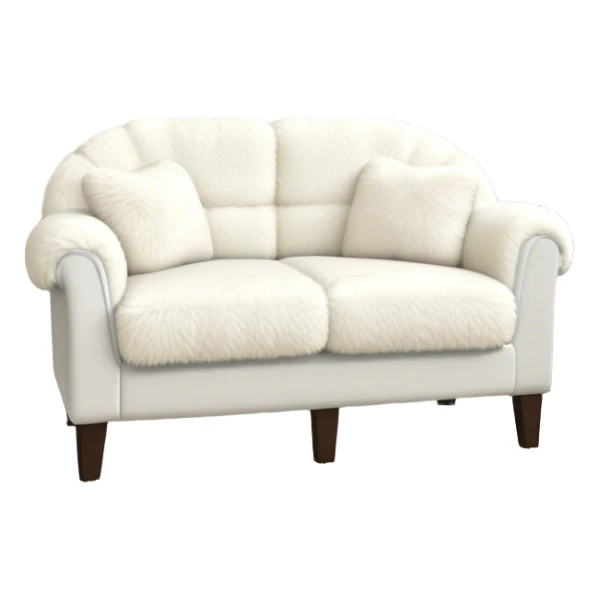 Plush white faux fur Sherpa loveseat hotel room sticker
