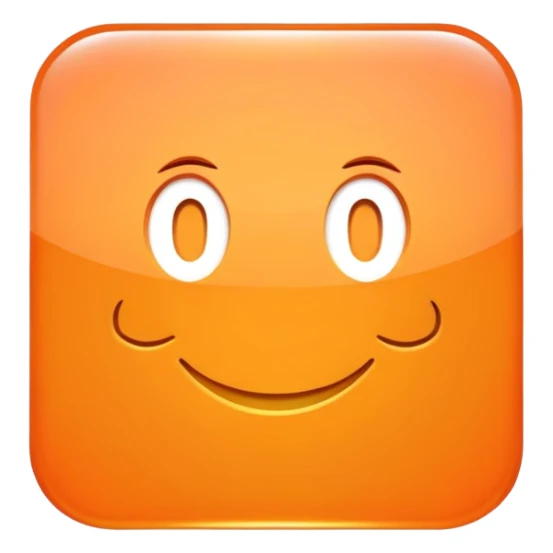 OK text in an orange square with a glossy finish sticker