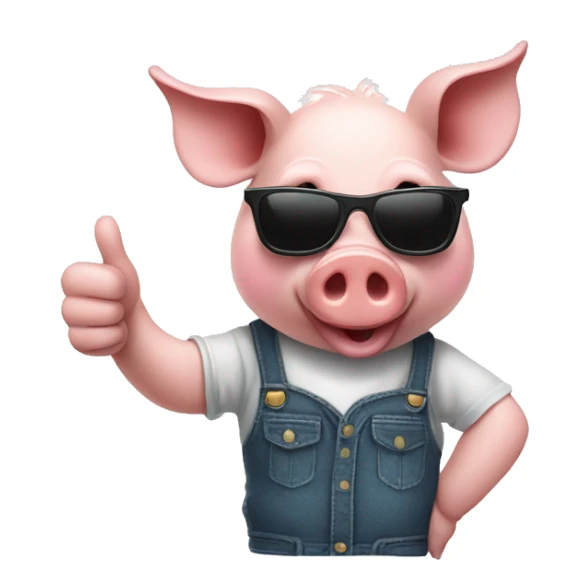 Pig with sunglasses and thumbs up sticker