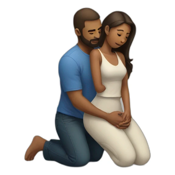 Woman on knees facing man sticker