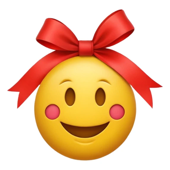 Smiley face emoji with ribbon sticker