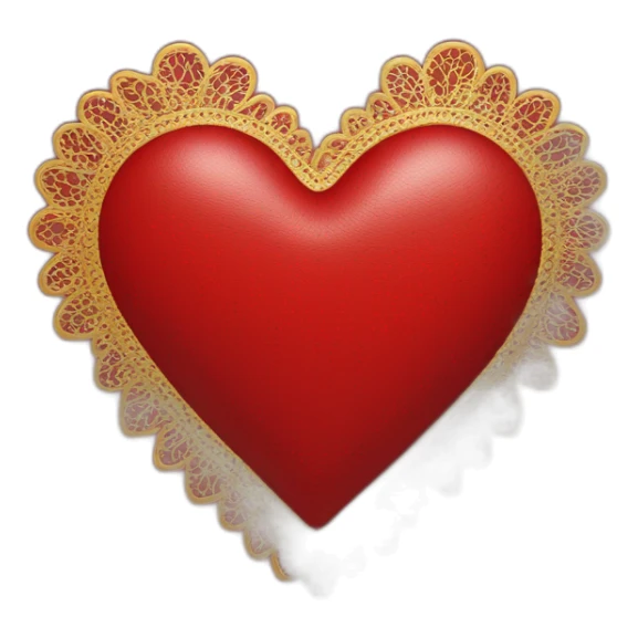 Red leather heart with gold lace border sticker