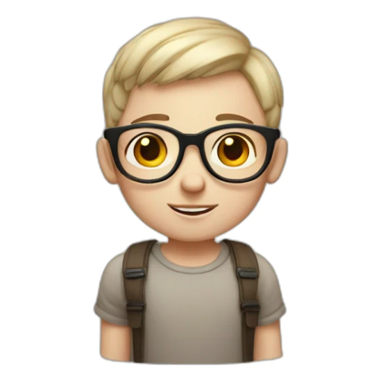 cute boy with round galasses white skin frecles sticker