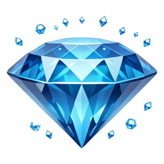 A sparkling blue diamond with a perfect cut, floating in the air. It is surrounded by a light magical glow. A symbol of value and uniqueness. sticker