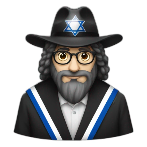 rabbin with Sidelocks holding israel flag sticker