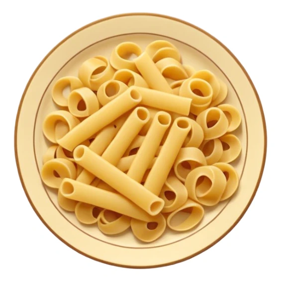 European cuisine humanless avatar in modern emoji-style illustration. Plate with pasta and bread, neutral warm colors, simple shapes, flat design, elegant and friendly. sticker