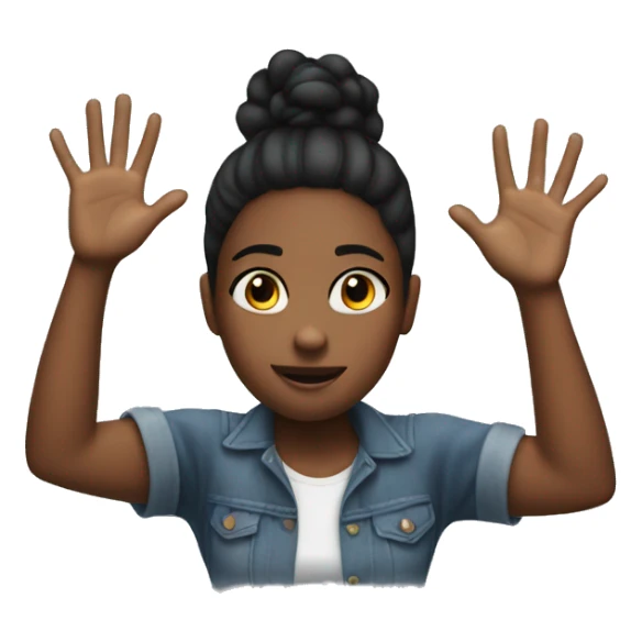 Getting caught emoji arms up black girl sticker