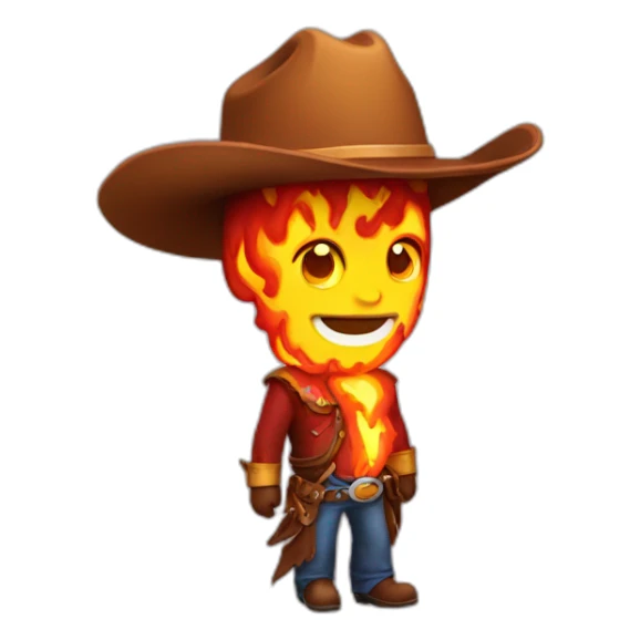 cowboy wearing hat of fire sticker